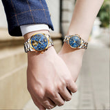 OLEVS 3186+3202 Couple Pair Watches Set Automatic Mechanical Self Winding Dress Matching Watch for His and Hers Valentines Day Gifts