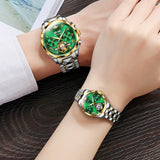 OLEVS 3186+3202 Couple Pair Watches Set Automatic Mechanical Self Winding Dress Matching Watch for His and Hers Valentines Day Gifts