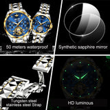OLEVS 3186+3202 Couple Pair Watches Set Automatic Mechanical Self Winding Dress Matching Watch for His and Hers Valentines Day Gifts