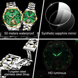OLEVS 3186+3202 Couple Pair Watches Set Automatic Mechanical Self Winding Dress Matching Watch for His and Hers Valentines Day Gifts