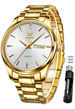 OLEVS Watches for Man 6898 Golden White