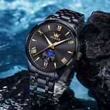 OLEVS 3638 Watches for Men Business Dress Waterproof Analog Quartz Stainless Steel Luminous Day Date Roman Numeral Classic Men Wrist Watches Reloj Para Hombre Black Dial