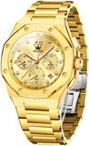 OLEVS 3626 Watches for Men Business Dress Analog Quartz Chronograph Gold Plated Stainless Steel Waterproof Luminous Date Classic Mens Wrist Watches Reloj Para Hombre