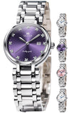 OLEVS 5575 Watches for Womens Analog Quartz Silver Strap Fashions Classic Dress Stainless Steel Date Waterproof Casual Ladies Watches Gift Womens Wrist Watches Reloj Para Mujer White/Pink/Purple
