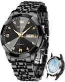 OLEVS 9982 Automatic Watches for Men Self Winding Mechanical Luxury Dress Stainless Steel Two Tone Strap Diamond Waterproof Luminous Date Mens Wrist Watches Reloj Para Hombre Black/Blue/Gold/White