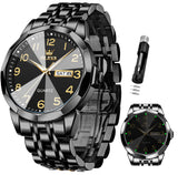 OLEVS 9970 Watches for men Business Dress Luxury Casual Analog Quartz Stainless Steel Waterproof Luminous Date Men Wrist Watches reloj para hombre Blue Dial
