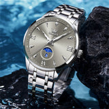 OLEVS 3646 Watches for Men Diamond Business Dress Casual Analog Quartz Stainless Steel Waterproof Luminous Day Date Men Wrist Watches Reloj Para Hombre White Dial