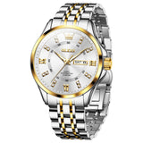 OLEVS 3620 Watches for Men Business Dress Analog Quartz Date Stainless Steel Easy Read Waterproof Luminous Luxury Casual Mens Wrist Watches Reloj Para Hombre Gold/Silver/Blue