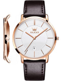 OLEVS 5869 Watches for Men Minimalist Ultra Thin Fashion Casual Analog Quartz Date Watch Waterproof Slim Simple Big Face Dress Mens Wrist Watches with Retro Leather Band for Men Reloj para Hombre