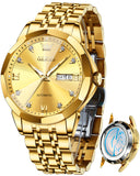 OLEVS 9982 Automatic Watches for Men Self Winding Mechanical Luxury Dress Stainless Steel Two Tone Strap Diamond Waterproof Luminous Date Mens Wrist Watches Reloj Para Hombre Black/Blue/Gold/White