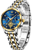 OLEVS 2897 Watches for Womens Business Luxury Casual Analog Quartz Diamond Stainless Steel Chronograph Waterproof Luminous ladies Watches Reloj Para Mujer Gold/White/Black/Blue
