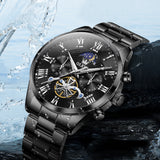 OLEVS 3640 Chronograph Watches for Men Waterproof Business Dress Analog Quartz Luxury Moon Phase Stainless Steel Roman Numeral Luminous Casual Mens Wrist Watches Reloj Para Hombre