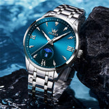 OLEVS 3646 Watches for Men Diamond Business Dress Casual Analog Quartz Stainless Steel Waterproof Luminous Day Date Men Wrist Watches Reloj Para Hombre White Dial