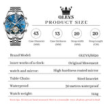OLEVS 6620 Automatic Watches for Men Self Winding Mechanical Skeleton Luxury Dress Chronograph Gold Plated Stainless Steel Calendar Moon Phase Waterproof Luminous Mens Wrist Watches Reloj Para Hombre