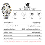 OLEVS 6620 Automatic Watches for Men Self Winding Mechanical Skeleton Luxury Dress Chronograph Gold Plated Stainless Steel Calendar Moon Phase Waterproof Luminous Mens Wrist Watches Reloj Para Hombre