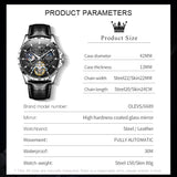 OLEVS 6689 Automatic Watches for Mens Starry Sky Skeleton Tourbillon Self Winding Mechanical Moon Phase Luminous Waterproof Luxury Dress Mens Wrist Watches Gifts Reloj Para Hombre Black/Blue/Green