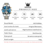 OLEVS 6620 Automatic Watches for Men Self Winding Mechanical Skeleton Luxury Dress Chronograph Gold Plated Stainless Steel Calendar Moon Phase Waterproof Luminous Mens Wrist Watches Reloj Para Hombre