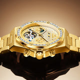 OLEVS 9805 Automatic Mens Watches Self Winding Mechanical Business Diamond Luxury Dress Stainless Steel Waterproof Luminous Wrist Watch