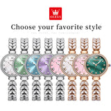 OLEVS 9971 Mermaid Full Diamond Quartz Women's Watch: Waterproof, Luminous, Fully Diamond-Set, Mermaid-Themed Design.
