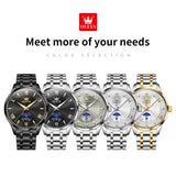 OLEVS 3638 Watches for Men Business Dress Waterproof Analog Quartz Stainless Steel Luminous Day Date Roman Numeral Classic Men Wrist Watches Reloj Para Hombre Black Dial