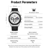 OLEVS 9911 Watches for Men Chronograph Waterproof Luxury Dress Quartz Silicon Strap Multifunction Moon Phase Business Calendar Luminous Men Wrist Watches Reloj Para Hombre Gray/Black/White