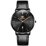 OLEVS 5869 Watches for Men Minimalist Ultra Thin Fashion Casual Analog Quartz Date Watch Waterproof Slim Simple Big Face Dress Mens Wrist Watches with Retro Leather Band for Men Reloj para Hombre