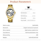OLEVS 6699 Automatic Watches for Womens Mechanical Diamond Skeleton Self Winding Luxury Dress Waterproof Luminous Ladies Watches Womens Wrist Watches Gift Reloj Para Mujer