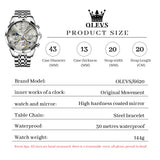 OLEVS 6620 Automatic Watches for Men Self Winding Mechanical Skeleton Luxury Dress Chronograph Gold Plated Stainless Steel Calendar Moon Phase Waterproof Luminous Mens Wrist Watches Reloj Para Hombre