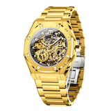 OLEVS 6669 Automatic Watches for Men Self Winding Mechanical Skeleton Luxury Dress Stainless Steel Waterproof Luminous Mens Wrist Watches Reloj Para Hombre