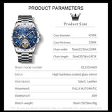 OLEVS 6689 Automatic Watches for Mens Starry Sky Skeleton Tourbillon Self Winding Mechanical Moon Phase Luminous Waterproof Luxury Dress Mens Wrist Watches Gifts Reloj Para Hombre Black/Blue/Green