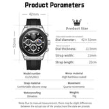 OLEVS 9911 Watches for Men Chronograph Waterproof Luxury Dress Quartz Silicon Strap Multifunction Moon Phase Business Calendar Luminous Men Wrist Watches Reloj Para Hombre Gray/Black/White