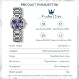 OLEVS 5573 Women's Quartz Watch with Arabic numerals and Diamond Dial Design, Blue Hands, Date Display, 3ATM Water Resistance