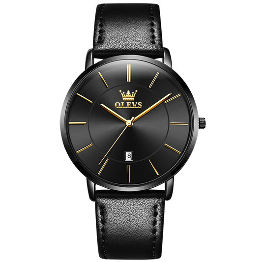 OLEVS 5869 Watches for Men Minimalist Ultra Thin Fashion Casual Analog Quartz Date Watch Waterproof Slim Simple Big Face Dress Mens Wrist Watches with Retro Leather Band for Men Reloj para Hombre