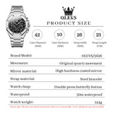 OLEVS 3626 Watches for Men Business Dress Analog Quartz Chronograph Gold Plated Stainless Steel Waterproof Luminous Date Classic Mens Wrist Watches Reloj Para Hombre