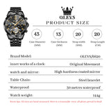 OLEVS 6620 Automatic Watches for Men Self Winding Mechanical Skeleton Luxury Dress Chronograph Gold Plated Stainless Steel Calendar Moon Phase Waterproof Luminous Mens Wrist Watches Reloj Para Hombre