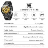 OLEVS 6722 Skeleton Watches for Men Luxury Dress Automatic Self Winding Mechanical Gold Plated Stainless Steel Waterproof Luminous Business Men Wrist Watch Reloj Para Hombre