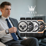 OLEVS 9911 Watches for Men Chronograph Waterproof Luxury Dress Quartz Silicon Strap Multifunction Moon Phase Business Calendar Luminous Men Wrist Watches Reloj Para Hombre Gray/Black/White