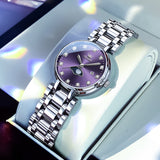 OLEVS 5573 Women's Quartz Watch with Arabic numerals and Diamond Dial Design, Blue Hands, Date Display, 3ATM Water Resistance