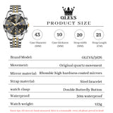 OLEVS 3676 Chronograph Watches for Men Business Dress Analog Quartz Gold Plated Stainless Steel Moon Phase Waterproof Luminous Date Luxury Mens Wrist Watches Reloj Para Hombre