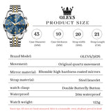 OLEVS 3676 Chronograph Watches for Men Business Dress Analog Quartz Gold Plated Stainless Steel Moon Phase Waterproof Luminous Date Luxury Mens Wrist Watches Reloj Para Hombre