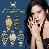 OLEVS 2897 Watches for Womens Business Luxury Casual Analog Quartz Diamond Stainless Steel Chronograph Waterproof Luminous ladies Watches Reloj Para Mujer Gold/White/Black/Blue