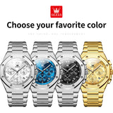 OLEVS 3626 Watches for Men Business Dress Analog Quartz Chronograph Gold Plated Stainless Steel Waterproof Luminous Date Classic Mens Wrist Watches Reloj Para Hombre