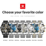 OLEVS 6620 Automatic Watches for Men Self Winding Mechanical Skeleton Luxury Dress Chronograph Gold Plated Stainless Steel Calendar Moon Phase Waterproof Luminous Mens Wrist Watches Reloj Para Hombre