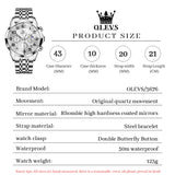 OLEVS 3676 Chronograph Watches for Men Business Dress Analog Quartz Gold Plated Stainless Steel Moon Phase Waterproof Luminous Date Luxury Mens Wrist Watches Reloj Para Hombre