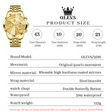 OLEVS 3676 Chronograph Watches for Men Business Dress Analog Quartz Gold Plated Stainless Steel Moon Phase Waterproof Luminous Date Luxury Mens Wrist Watches Reloj Para Hombre