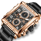 OLEVS 2958 Watches for Men Business Dress Chronograph Analog Quartz Square Dial Stainless Steel Waterproof Luminous Date Fashion Mens Wrist Watches Reloj Para Hombre