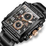 OLEVS 2958 Watches for Men Business Dress Chronograph Analog Quartz Square Dial Stainless Steel Waterproof Luminous Date Fashion Mens Wrist Watches Reloj Para Hombre