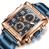 OLEVS 2958 Watches for Men Business Dress Chronograph Analog Quartz Square Dial Stainless Steel Waterproof Luminous Date Fashion Mens Wrist Watches Reloj Para Hombre