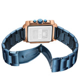 OLEVS 2958 Watches for Men Business Dress Chronograph Analog Quartz Square Dial Stainless Steel Waterproof Luminous Date Fashion Mens Wrist Watches Reloj Para Hombre