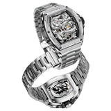 OLEVS 6021 Automatic Men's Watches Skeleton Dragon Mechanical Self-Winding Fashion Business Dress Stainless Steel Waterproof Luminous Wrist Watches for Men Gold Rose